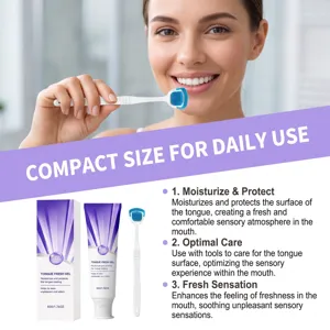 Kit de gel nettoyant gratte-langue avec brosse ergonomique pour l'hygiène buccale quotidienne