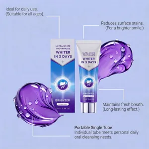 Dentifrice blanchissant violet 110g menthe fraîche soin bucco-quotidien sourire éclatant.