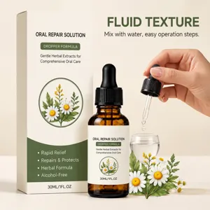 Liquido per la cura orale a base di erbe con pipetta, formula delicata, flacone portatile da 30ml.