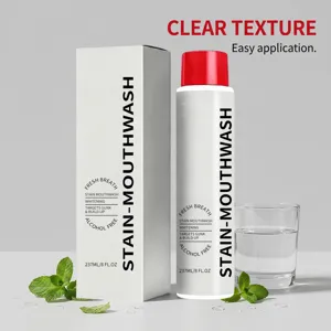 Fresh stain removal mouthwash with clean breath and whitening formula, 237ml daily dental care.