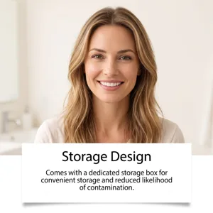 Cosmetic denture storage design detail view showing clean box and hygienic storage features.