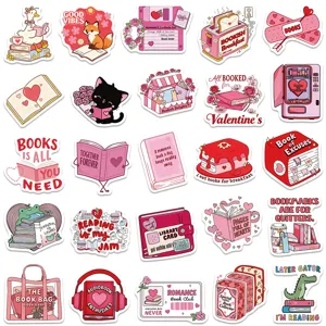 Pink bookish waterproof stickers aesthetic cute reading vinyl laptop decors bundle