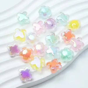 Acrylic Four Leaf Clover Loose Beads AB Color DIY Jewelry Making Accessories Colorful Charm Spacer Beads Craft Supplies