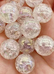 Close-up detail of acrylic crackle bubble beads, AB colorful transparent DIY craft accessory.