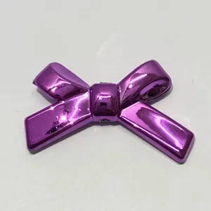 Purple UV plated bowknot DIY charm, straight hole loose bead accessory for handmade crafts.