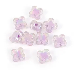 Acrylic four leaf clover beads AB color translucent spacer beads for DIY jewelry making crafts