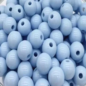 Light blue acrylic round beads bulk smooth drilled for DIY craft beading making.