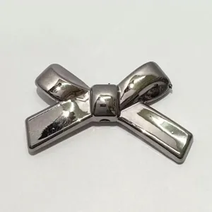 Silver bow DIY bead detail, straight hole craft charm for phone chains and jewelry making.