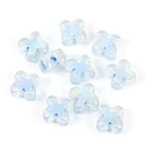 Acrylic four leaf clover loose beads for DIY jewelry making, AB color design detail.