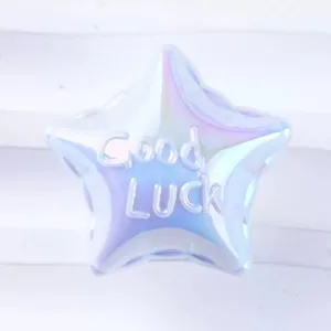 Acrylic iridescent star loose bead with Good LUCK text for DIY beading pen jewelry making