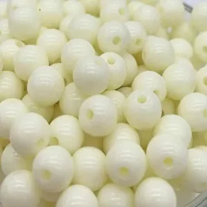 Acrylic round loose beads with straight hole, creamy white craft beads for DIY jewelry making
