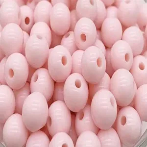 Light pink acrylic round beads with straight holes, pastel candy macaron loose beads for DIY craft.