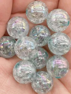 Acrylic crackle AB color round beads for handmade jewelry necklace craft DIY accessories