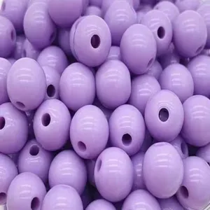 Purple acrylic round beads for DIY jewelry making, smooth candy color spacer beads for crafts.