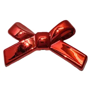 Glossy red UV plated bowknot loose beads, DIY handmade phone charm jewelry making supplies.