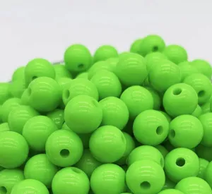Bright green acrylic round beads, loose spacer beads for DIY jewelry making crafts.