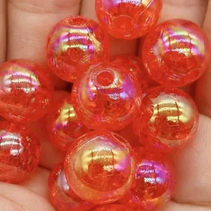 Colorful acrylic crackle bubble beads AB color round beads for handmade DIY necklaces bags.