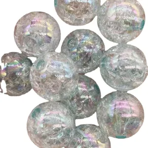 Acrylic crackle bubble beads with AB color straight hole round design for DIY handmade jewelry.