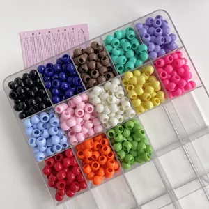 Colorful acrylic barrel beads large hole hair braiding beads DIY jewelry making kit.