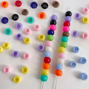 Colorful acrylic pony beads large hole barrel spacer beads for DIY jewelry making crafts