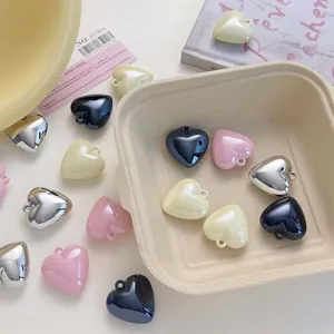 DIY heart shape pendants colorful acrylic metallic charms for keychain jewelry making handmade