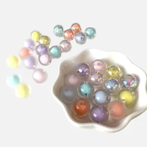 Acrylic frosted transparent AB colored round beads DIY handmade jewelry crafting accessories