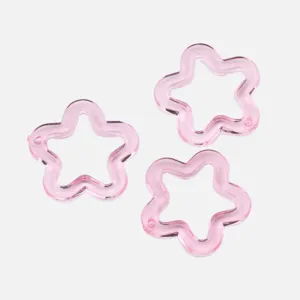 Transparente rosa Acryl hohle Stern Perlen DIY Armband Schmuck Handwerk Zubehör Teile