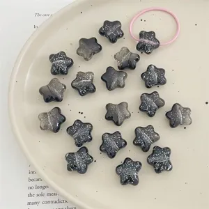 Acrylic silver powder irregular star loose beads for DIY handmade jewelry accessory.