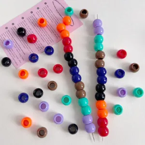 Acrylic colorful pony beads barrel large hole dreadlock spacer jewelry DIY craft making