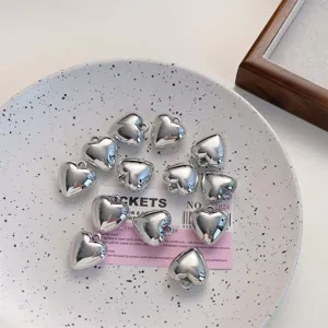 DIY silver heart charms metal pendants for keychain jewelry making handmade accessories