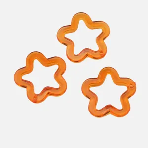 Transparente orange Acryl hohle Stern lose Perlen für DIY Armband Schmuckherstellung Zubehör.