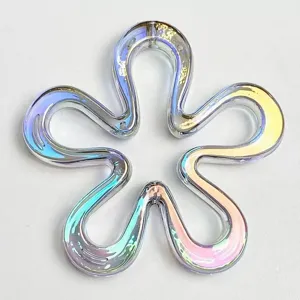Close-up detail of the iridescent hollow flower bead pendant, perfect for DIY handmade crafts.