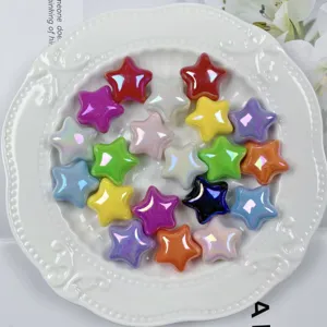 Colorful Five Pointed Star Acrylic Loose Beads Glossy Pendants DIY Handmade Beading Jewelry Making Accessories