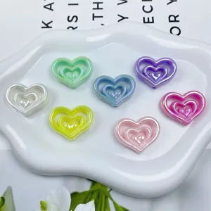 Cuentas de Corazón de Tres Capas Acrílicas Chapadas AB Cuentas Sueltas para Cadena de Teléfono DIY Llavero Accesorios de joyería