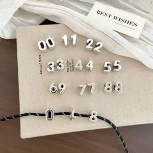 Acrylic Number Beads Gold Silver Large Hole Digital Loose Beads For DIY Jewelry Making Phone Charm Accessories Craft