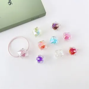 Acrylic Sugar Heart UV Coated Diamond Cut Loose Beads DIY Hair Tie Beaded Accessories