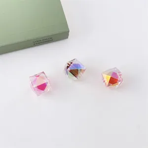 Acrylic heart UV coated diamond cut loose beads colorful sparkling DIY jewelry making accessories