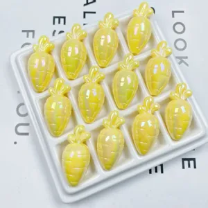 Acrylic AB colorful carrot beads detail view, perfect for DIY jewelry crafting, phone charms and pendants.