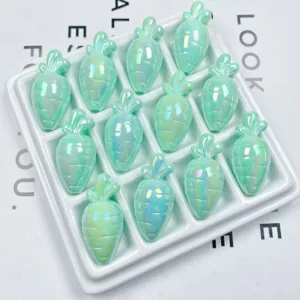 Acrylic AB colorful carrot beads detail, DIY jewelry accessories and chain pendants.