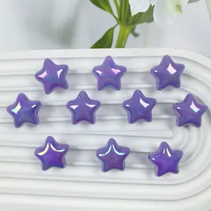 Close-up of shiny purple star acrylic beads, perfect for jewelry making and DIY crafts.