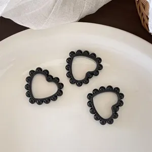 Black heart beaded rings DIY accessories craft supplies handmade keychain charms cute pendant