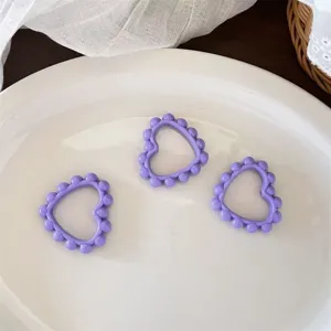 Purple heart bead ring DIY handmade accessories detail view, perfect for keychains and crafts.