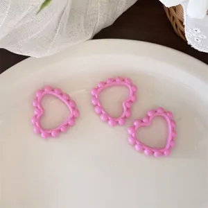 Pink beaded heart ring DIY jewelry accessories, cute craft supplies for handmade keychains.