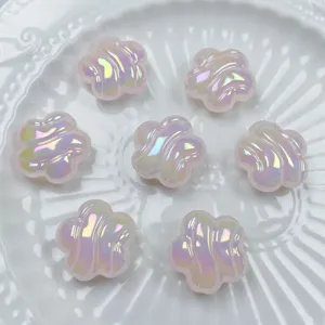 Acrylic UV iridescent flower loose beads for DIY handmade bracelets and phone charm jewelry accessories