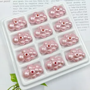 Cuentas de perlas de nube acrílica rosa dijes de agujero directo para joyería de cadena de teléfono