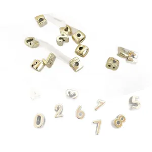 Gold silver large hole number beads acrylic DIY jewelry making accessories phone charms