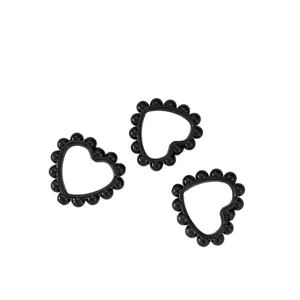Black bead-rimmed heart DIY jewelry accessories, perfect for custom keychains and handmade crafts.