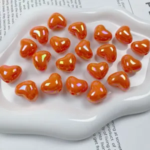 Acrylic AB color peach heart loose beads colorful DIY handmade jewelry accessories crafting.