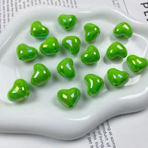 Acrylic AB coated heart loose beads DIY handmade jewelry accessories keychain craft