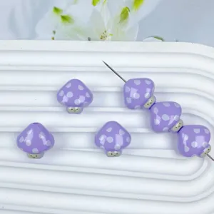 17mm perline a fungo a pois viola sorriso carino creazione di gioielli ciondoli per cellulare